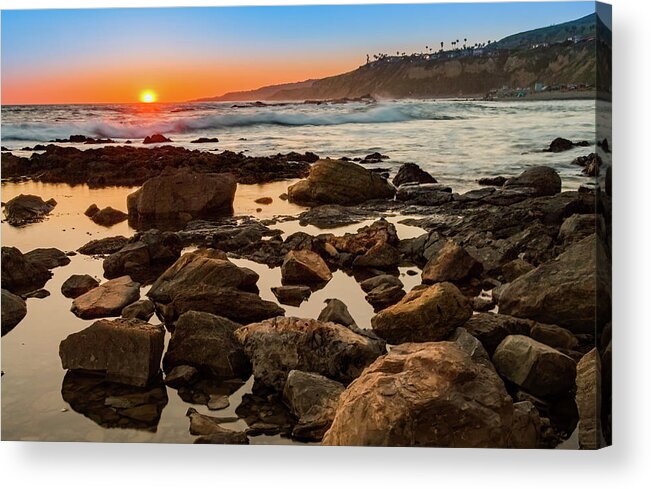 Sky Acrylic Print featuring the photograph White's Point Sunset 2 by Ed Clark