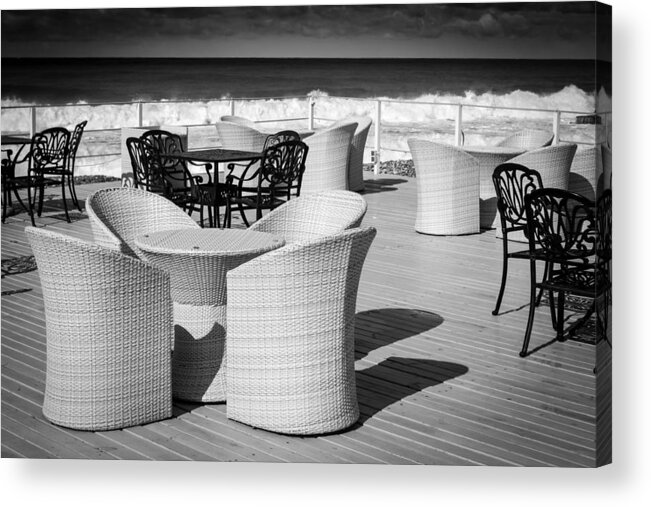 Background Acrylic Print featuring the photograph Wicker Iron Chairs by John Williams