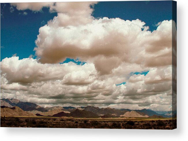 Bonnie Follett Acrylic Print featuring the photograph Wild Clouds Over Arizona I-40 by Bonnie Follett
