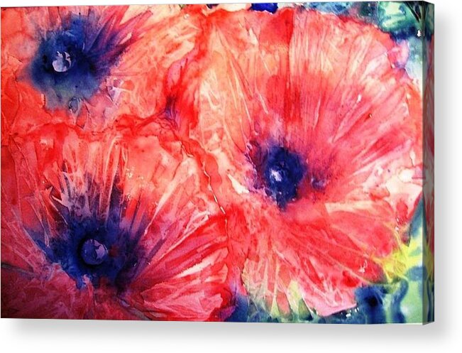 Poppies Acrylic Print featuring the painting Wild Poppies by Trudi Doyle