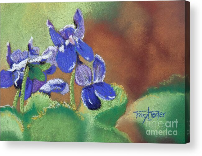Violets Acrylic Print featuring the pastel Wild Violets by Tracy L Teeter