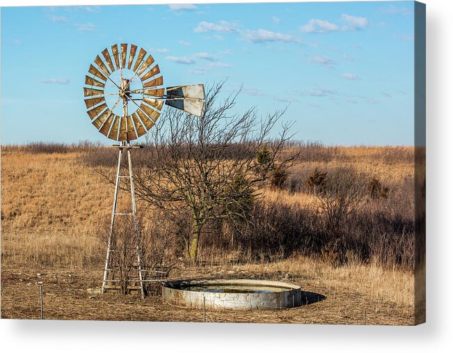 Windmill And Water Tank Acrylic Print featuring the photograph Windmill and Water tank by Paul Freidlund