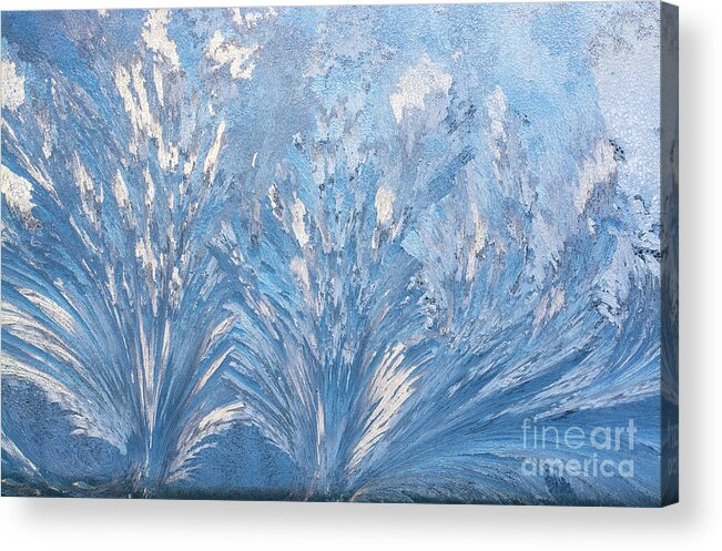 Cheryl Baxter Photography Acrylic Print featuring the photograph Window Frost Waves by Cheryl Baxter
