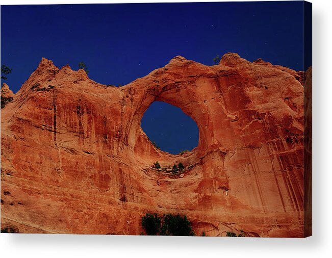 Window Rock Acrylic Print featuring the photograph Window Rock Light Painted by Mike Stephens