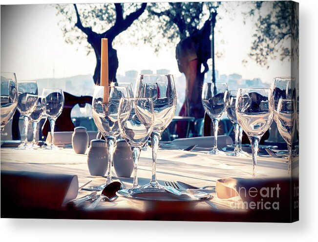 Tablecloth Acrylic Print featuring the photograph Window To Garden by Ariadna De Raadt