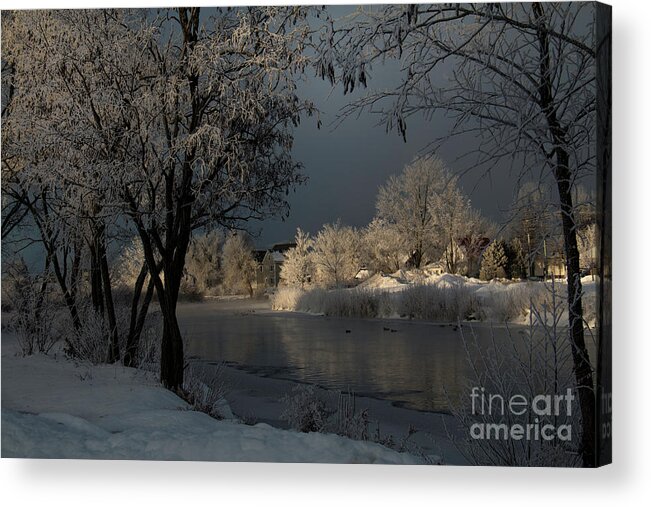 Frozen Acrylic Print featuring the photograph Winnipesaukee River - Laconia NH by Mim White
