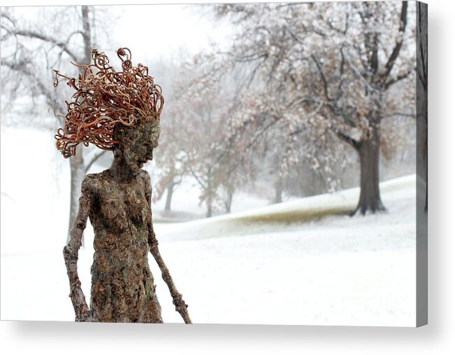 Forest Acrylic Print featuring the sculpture Winter Beauty by Adam Long