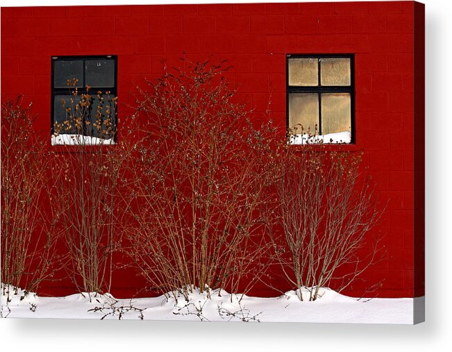 Red Acrylic Print featuring the photograph Winter Sky Reflection by Don Nieman