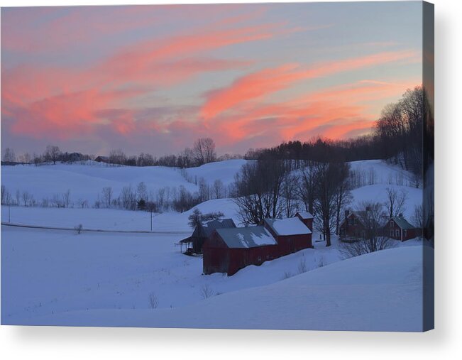 Winter Acrylic Print featuring the photograph Winter Sunset at Jenne Farm Vermont by John Burk