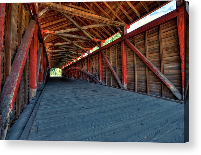 America Acrylic Print featuring the photograph Wooden Tunnel - Barrackville Covered Bridges West Virginia by Gregory Ballos