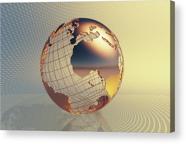 World Acrylic Print featuring the photograph World global business background by Johan Swanepoel