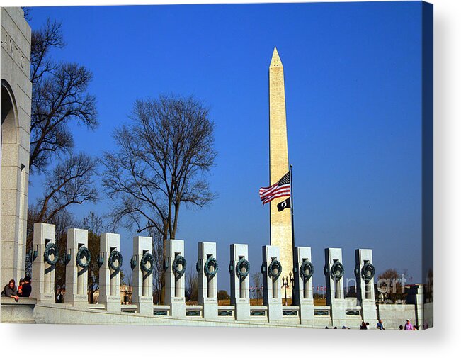 Clay Acrylic Print featuring the photograph World War II Memorial and Washington Monument by Clayton Bruster