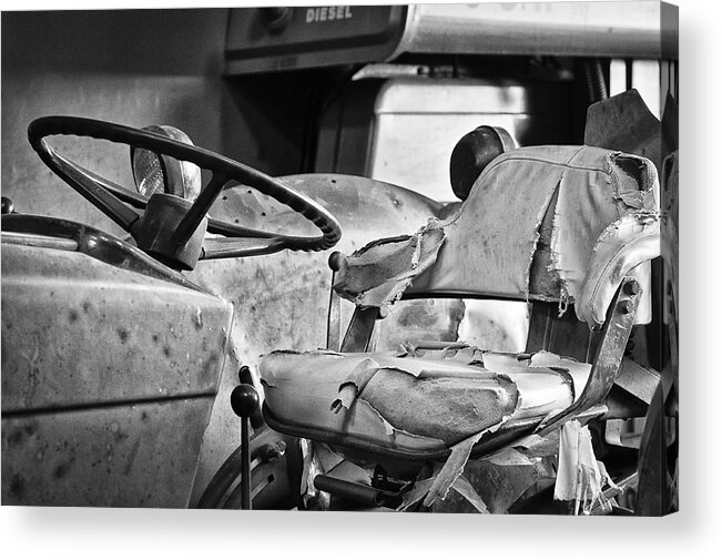 Agriculture Acrylic Print featuring the photograph Worn and Torn BW by Christi Kraft