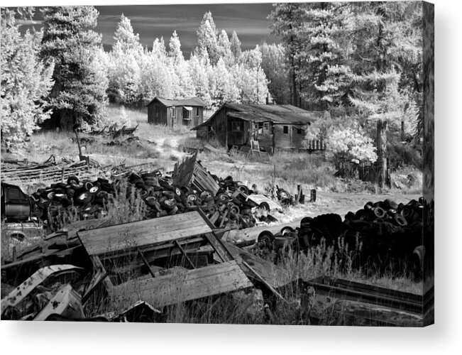  Acrylic Print featuring the photograph Wrecking Yard in Infrared 2 by Lee Santa