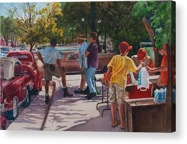 Cars Acrylic Print featuring the painting Wrenchers by Heidi E Nelson