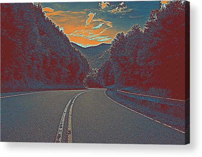 Nature Acrylic Print featuring the painting Wynding Road In Between Trees by Celestial Images