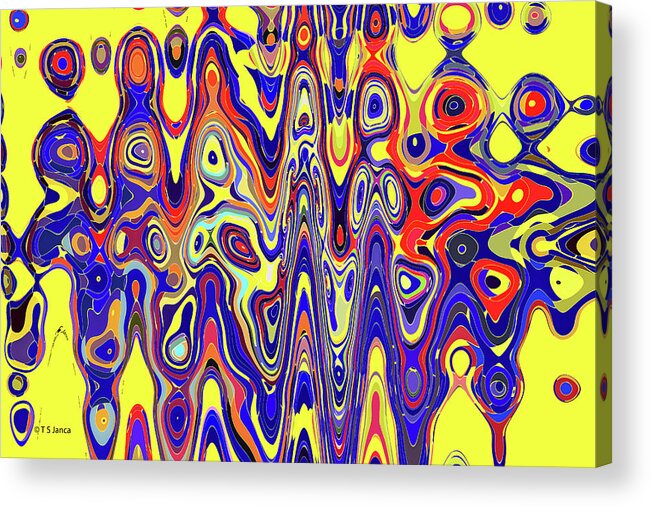 Yellow Blue Red And Green Abstract Acrylic Print featuring the digital art Yellow Blue Red And Green Abstract by Tom Janca