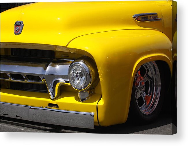 Ford Acrylic Print featuring the photograph Yellow custom Ford F100 by Jeff Floyd CA