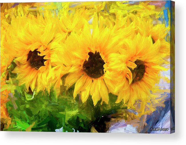 Flower Acrylic Print featuring the digital art Yellow Flowers by Ken Morris