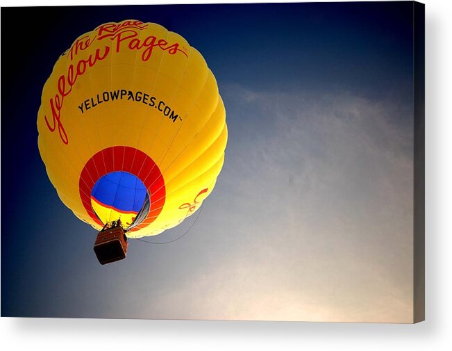 Hot Air Acrylic Print featuring the painting Yellow pages Balloon by Michael Thomas