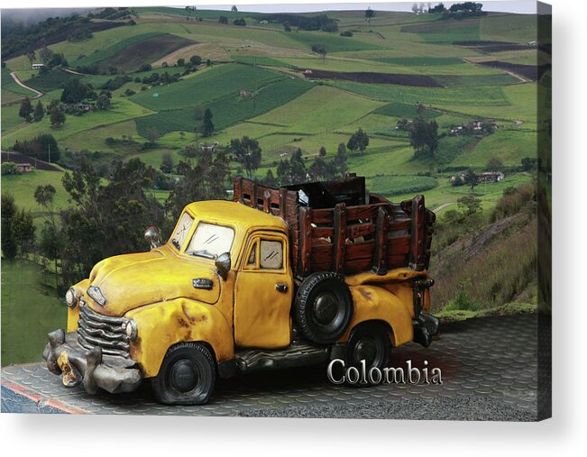 Colombia Acrylic Print featuring the photograph Yellow Pick-up Truck by Luis Aguirre