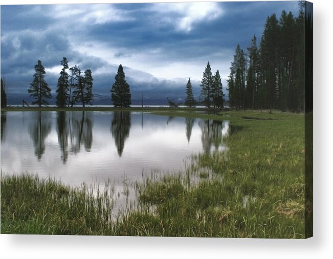 Yellowstone National Park Acrylic Print featuring the photograph Yellowstone Lake Reflection by Shari Jardina
