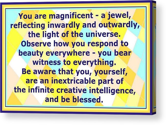 Jewel Acrylic Print featuring the digital art You are a Jewel - Blessing by Julia Woodman