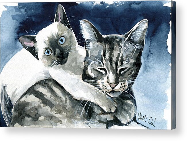 Cat Acrylic Print featuring the painting You Are Mine - Cat Painting by Dora Hathazi Mendes