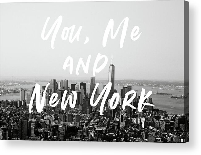 New York Acrylic Print featuring the mixed media You Me and New York- Art by Linda Woods by Linda Woods