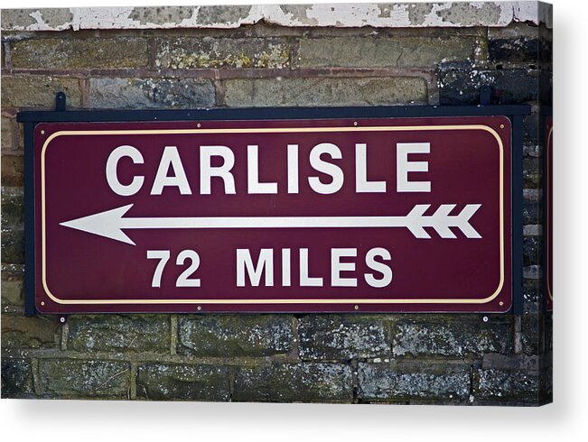 Settle Acrylic Print featuring the photograph 06/06/14 SETTLE. Period Destination Board. by Lachlan Main