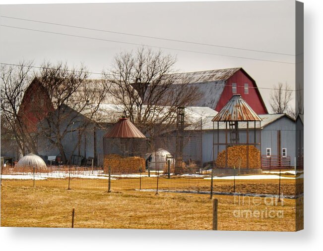 Barn Acrylic Print featuring the photograph 0662 - Hidden Red by Sheryl L Sutter