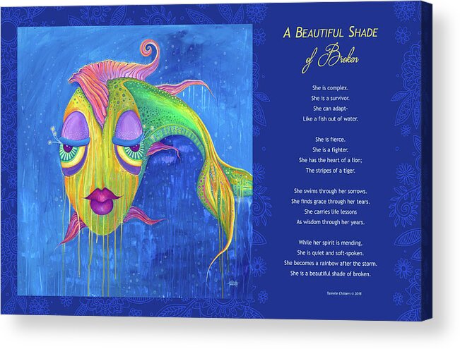 Fish Acrylic Print featuring the digital art A Beautiful Shade of Broken by Tanielle Childers