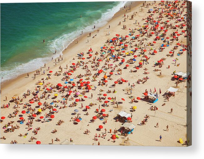 Water's Edge Acrylic Print featuring the photograph Aerial View Of Leblon Beach In Rio De #1 by Gonzalo Azumendi