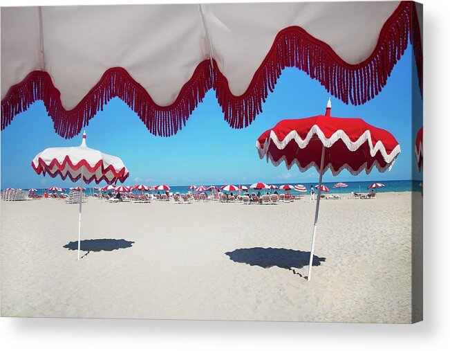 Estock Acrylic Print featuring the digital art Beach Umbrellas In South Beach Miami #1 by Claudia Uripos