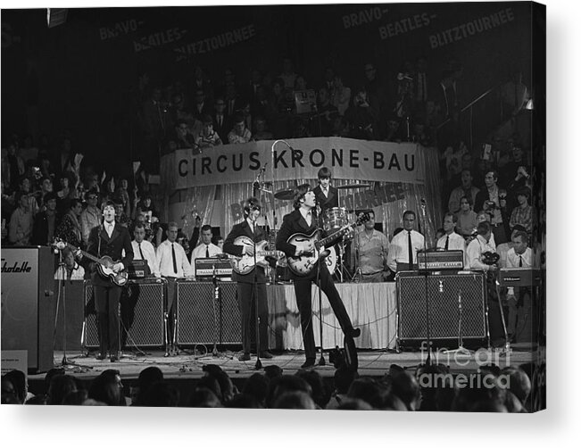 Rock Music Acrylic Print featuring the photograph Beatles Performing In Germany #1 by Bettmann