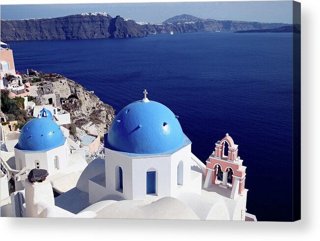 Saint George Church Acrylic Print featuring the photograph Beautiful Blue Santorini #1 by Triggerphoto
