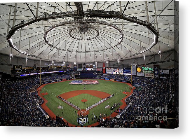 American League Baseball Acrylic Print featuring the photograph Boston Red Sox V Tampa Bay Rays by Mike Ehrmann