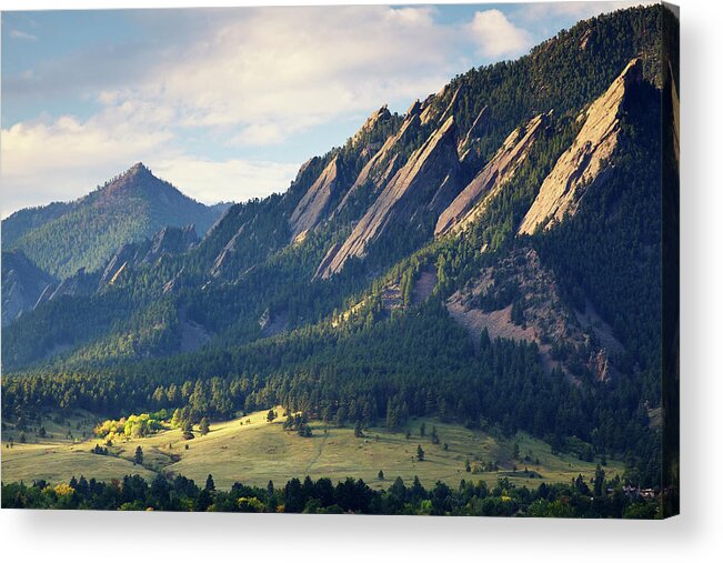Scenics Acrylic Print featuring the photograph Boulder Colorado Flatirons In Fall by Beklaus