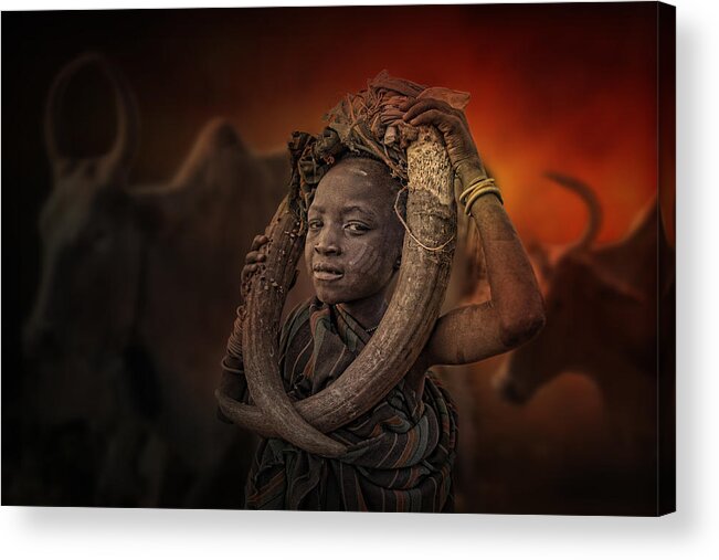 Ethiopia Acrylic Print featuring the photograph Boy From Mursi Tribe #1 by Svetlin Yosifov