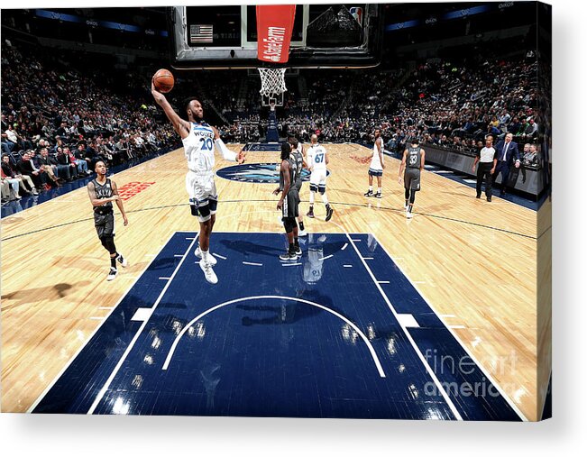 Nba Pro Basketball Acrylic Print featuring the photograph Brooklyn Nets V Minnesota Timberwolves by David Sherman
