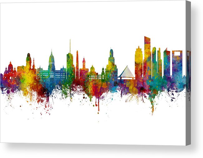 Buenos Aires Acrylic Print featuring the digital art Buenos Aires Argentina Skyline #1 by Michael Tompsett