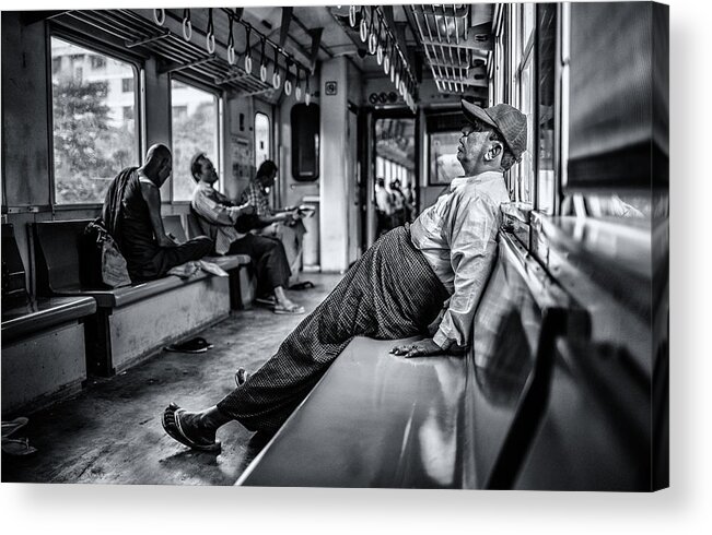 Street Acrylic Print featuring the photograph By Train Around Yangon by Marco Tagliarino
