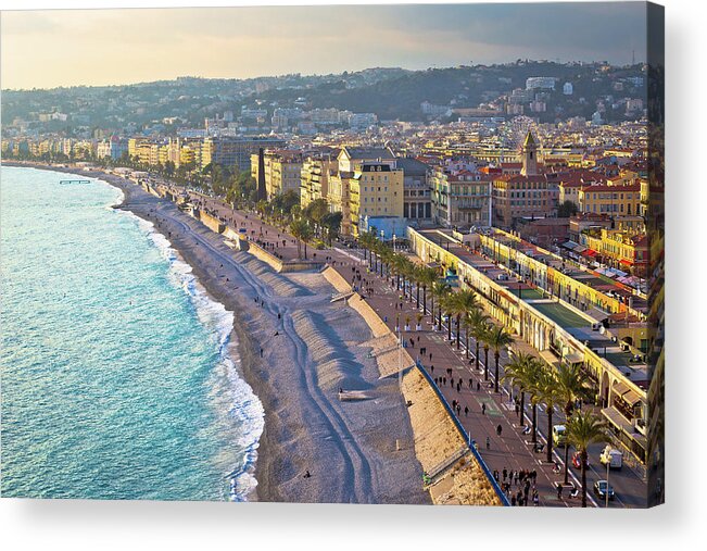 Nice Acrylic Print featuring the photograph City of Nice Promenade des Anglais waterfront and beach view #1 by Brch Photography