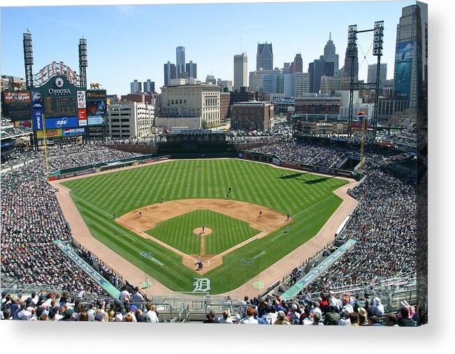 American League Baseball Acrylic Print featuring the photograph Cleveland Indians V Detroit Tigers by John Grieshop