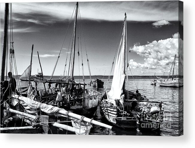 Top Artist Acrylic Print featuring the photograph Dhow Boats Stone Town Port Zanzibar by Amyn Nasser