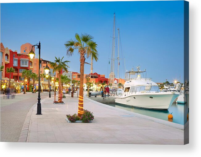 Landscape Acrylic Print featuring the photograph Egypt - Hurghada, Marina, Promenade #1 by Jan Wlodarczyk