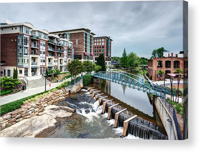 Cityscape Acrylic Print featuring the photograph Falls Park In Greensville, South #1 by Sean Pavone