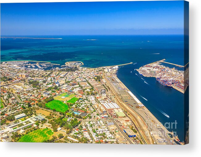 Australia Acrylic Print featuring the photograph Fremantle Harbour aerial #1 by Benny Marty