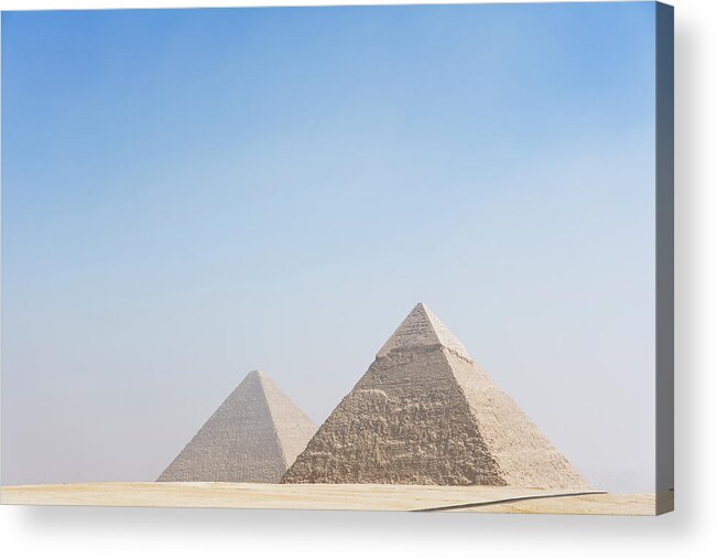 Clear Sky Acrylic Print featuring the photograph Giza Pyramids #1 by Roine Magnusson