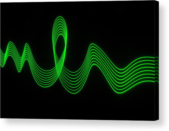 Laser Acrylic Print featuring the photograph Green Abstract Coloured Lights Trails #1 by John Rensten